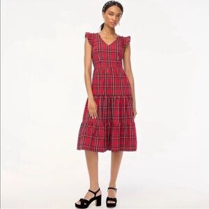 J. Crew Tartan Plaid Tiered Cotton Dress